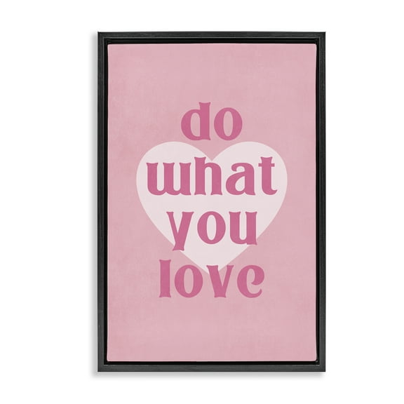 Stupell Industries Do What You Love Pink Text & Numbers Painting Black Floater Framed Canvas Art Print Wall Art, 17 x 25