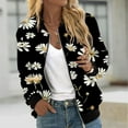 thumbnail image 6 of Womens Full Zip Bomber Jackets with Pockets Floral Print Long Sleeve Casual Fall Coat Outerwear Lightweight (XL, Black 02), 6 of 7