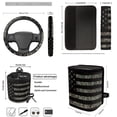 thumbnail image 4 of Jeiento American Flag 12 PCS Car Seat Cover Full Set, with Steering Wheel Cover Seat Belt Strap Cover Trash Cans Cup Coaster Keychain Air Vent Storage Bag 4Th of July Car Decor Universal Fit, 4 of 7