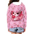 thumbnail image 4 of Chaqlin Cherry Cute Axolotl Love Heart Kids Zip Up Hoodie with Pockets Long Sleeve Soft Comfy Casual Outerwear for School Travel Size 10-12, 4 of 7