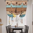 thumbnail image 3 of Western Texas Star Retro Tie Up Curtains for Windows, Adjustable Balloon Window Shades, Country Farmhouse Light Blue Brown Wooden Kitchen Window Treatments Farmhouse Short Curtains 42"x45", 3 of 8