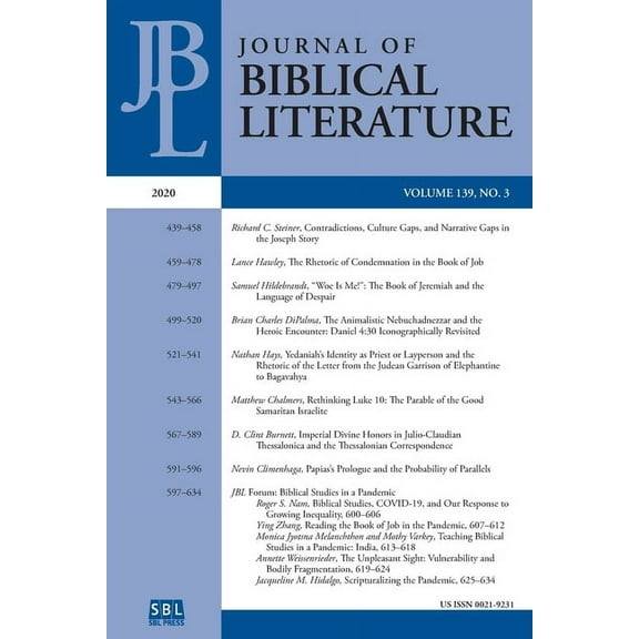 Journal of Biblical Literature 139.3 (2020), (Paperback)