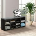 thumbnail image 7 of Queip Shoe Storage Bench, Cubby Shoe Rack Entryway Bench, 3-Tier Shoe Rack Bench 10 Cubbies Adjustable Entrance Organizer Shelf for Hallway -Black, 7 of 7
