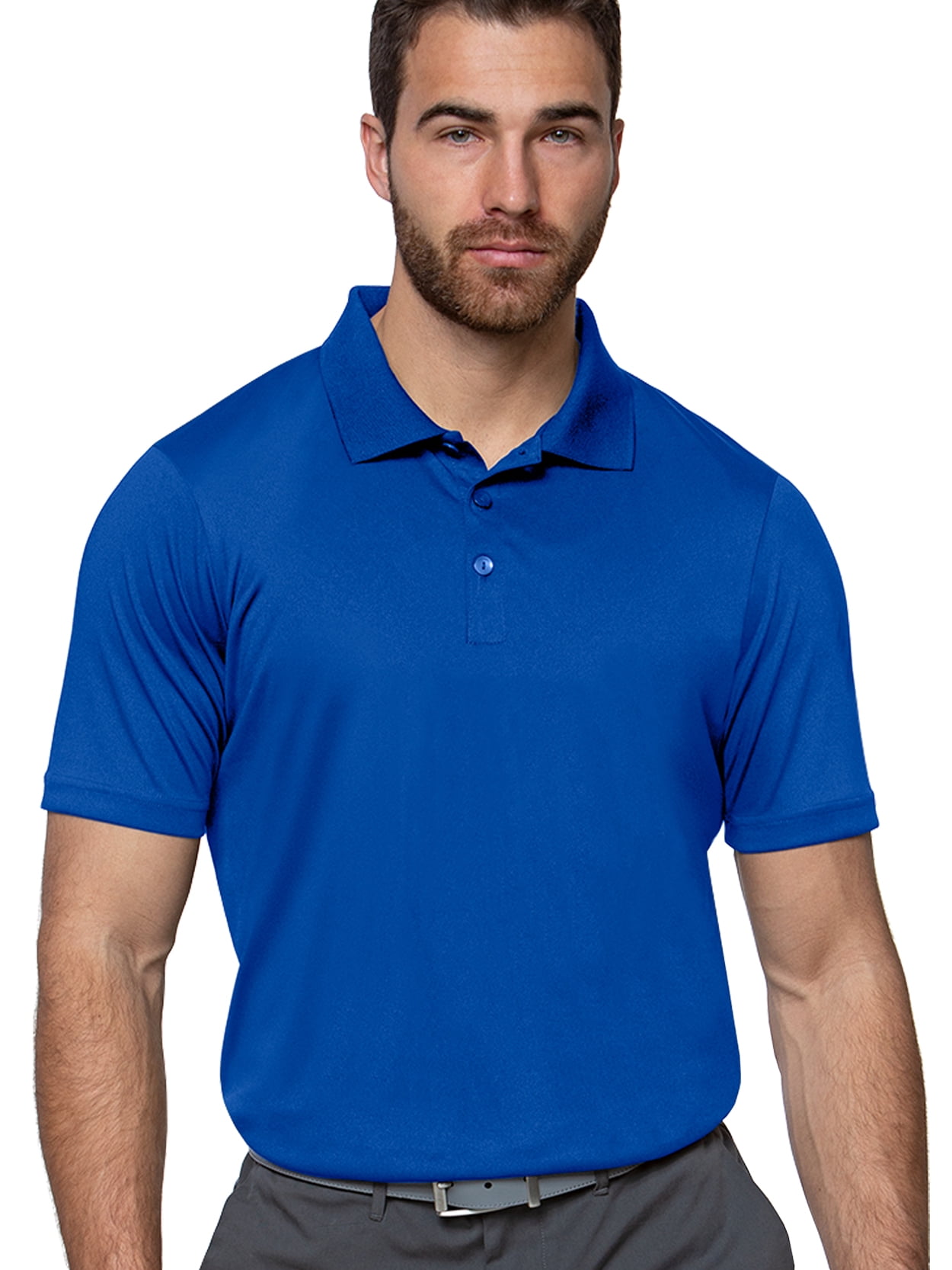 Antigua Golf Men's Flex Performance Solid Polo Shirt, Large Cobalt Blue