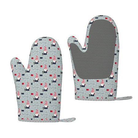 

Zeuib Christmas Gnome 1 Print Oven Mitts Oven Gloves with Non-Slip Silicone Heat and Slip Resistant Cooking Mitt Set for Cooking and Baking (2 Count)