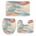 thumbnail image 2 of Abstract Water Ripple Bathroom Rugs Set Blue Brown Gradient Stitching Non Slip Absorbent Soft Bath Mats 3 Piece Set with Bathroom Rug, U-Shaped Floor Mat, Toilet Seat Cover Small Size, 2 of 9