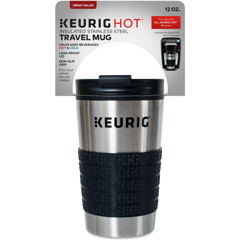 Keurig® 12oz Stainless Steel Insulated Coffee Travel Mug, Fits Under Any  Keurig® K-Cup Pod Coffee Maker (including K-15/K-Mini), Silver