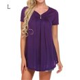 thumbnail image 1 of Camiseta de Mujer Qarigey Manga Corta Cuello en V Plisada Violeta L, 1 of 5