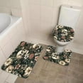 thumbnail image 2 of 4 Pcs Gothic Sugar Skull Bathroom Set with Waterproof Fabric Shower Curtain Set and Non-Slip Rugs Toilet Lid Cover Bath Mat Decor with 12 Hooks(72x72 Inch),Decor Gifts, 2 of 6