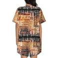 thumbnail image 3 of Picia Hand Drawn Vintage Coffee Pajamas Sets for Women Soft Short-Sleeved Pjs with Lounge Shorts Two Piece Sleepwear-Large, 3 of 9