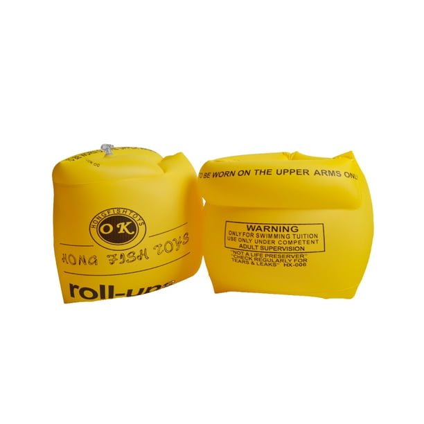 Yuarrent 2 piezas de cinturones de natación inflables de PVC, brazaletes de tubo plegables autodidactas, accesorios para niños y adolescentes, Deportes acuáticos Amarillo