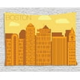 thumbnail image 1 of Boston Tapestry, Flat Design of Appearance of The Big City and Yellow Clouds Above, Wall Hanging for Bedroom Living Room Dorm Decor, 80W X 60L Inches, Pale Orange Ginger and Yellow, by Ambesonne, 1 of 2
