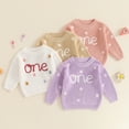 thumbnail image 7 of BemeyourBBs Baby Girl First Birthday Outfit One Embroidery Sweater Pullover Oversized Knit 1st Birthday Winter Cute Clothes, 7 of 7