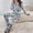 Indigo Blue Floral, variant on Women's Milk Silk Sleepwear Long Sleeve Pajama Set Black and White Wild 2 Piece Loungewear
