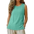 thumbnail image 5 of Wide Strap Tank Tops for Women Loose Linen Tank Tops Womens Sleeveless Soft Comfy Breathable Lightweight Blouse for Summer Wear Mint Green L, 5 of 5