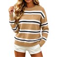 thumbnail image 4 of Zeijnsda Womens Winter Sweaters Thicken Warm Striped Sweaters Crew Neck Knit Pullover Sweaters for Women, 4 of 7