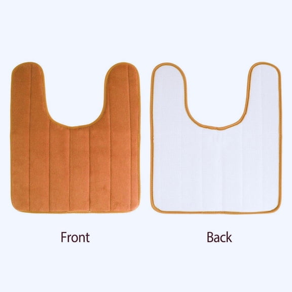 U Shaped Toilet Bath Rug, Soft Non-Slip Contour Mat for Bathroom Floor, Orange