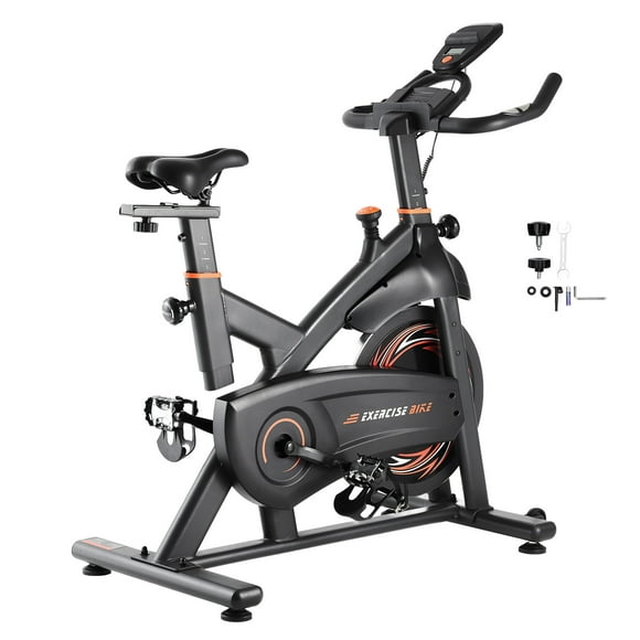 KFFKFF Fitness Bicycle, Home Cardio Adjustable Resistance Trainer, Quiet Belt-Driven Cycle, with LCD Display, Soft Saddle, and Durable Flywheel for Indoor Training
