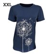 thumbnail image 1 of Camiseta de mujer con estampado floral, cuello redondo, manga corta, camiseta suelta, azul, XXL kenally  AP000466-18, 1 of 7