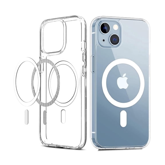 MagSafe Magnetic Clear Case for iPhone 13, Crystal Transparent Shockproof Protective Cover with Camera Guard, Anti-Yellow Slim TPU Bumper Case, Wireless Charging Compatible