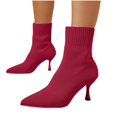thumbnail image 4 of HAPIMO Women Ankle Boots Pointed Toe Heel Rear Zip Knit Stretch Upper Footwear For Evening Dating And Urban Social Gathering Red 36, 4 of 5