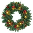 thumbnail image 2 of CoreLiving 12 Inch Prelit Christmas Wreath with LED Lights, Christmas Wreaths for Front Door and Outdoor, Lighted Wreath with Glitter, Pinecones, Red Berries, for Windows and Indoor Decor, 2 of 6