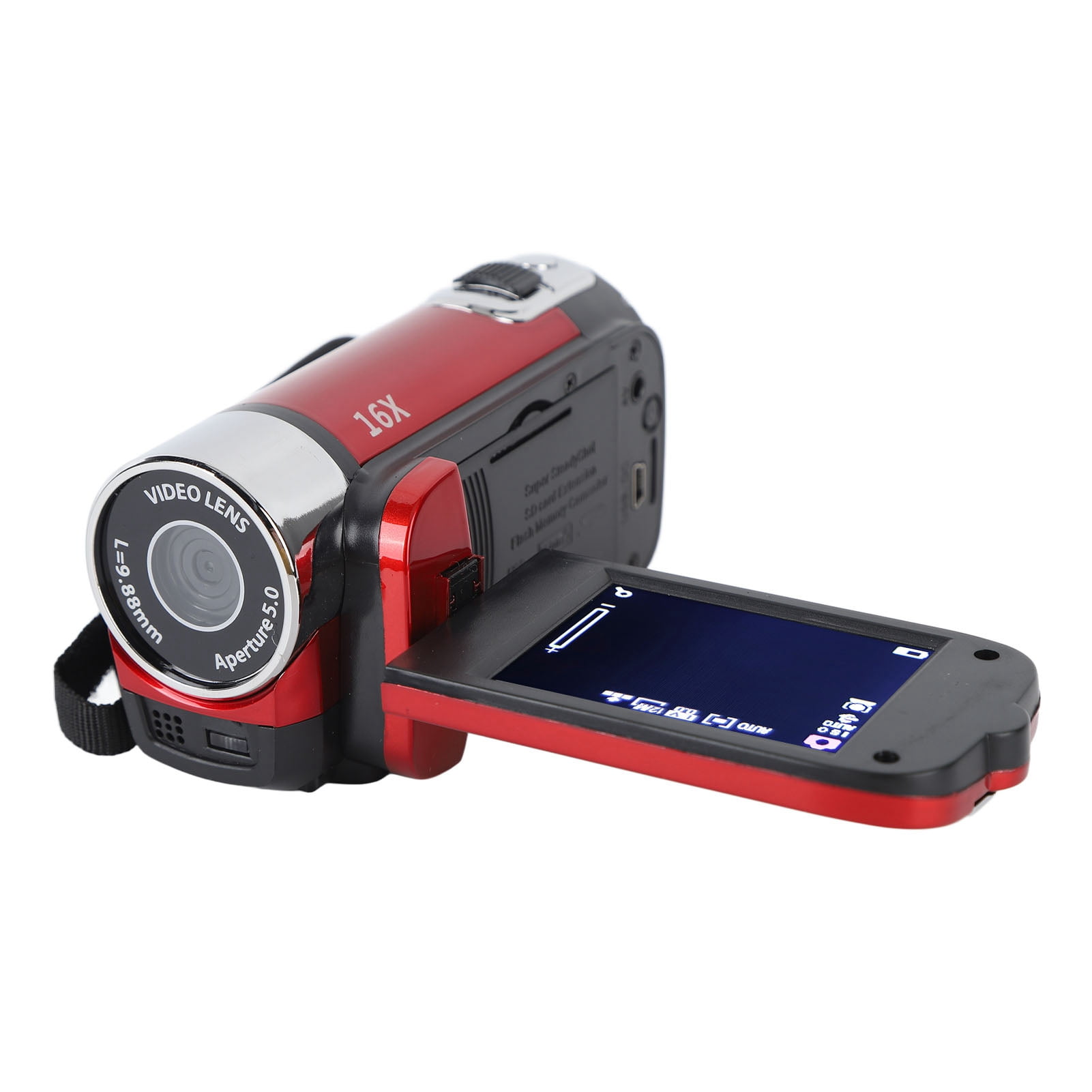 HD Handheld Video Camcorder Digital Camcorder, 1080P 16MP DV Camera 2.7in TFT Rotatable Screen 16x Digital Zoom Video Camera with USB Cable (Red)