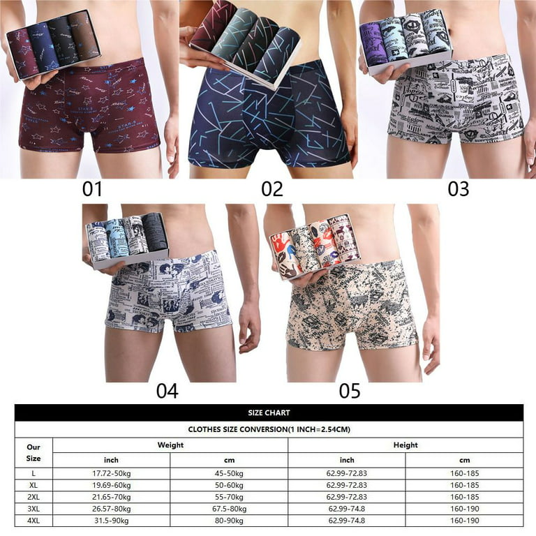 4pcs Comfortable Color Printed Panty Exquisitely Boxed Man Underwear Plus Size  Boxer Briefs Men Underpant XXXXL 04 