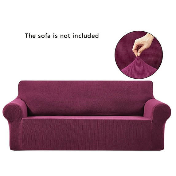 Stretch Sofa Slipcover Elastic Couch Cover Washable Furniture Protector for Kids Pets, Wine Red