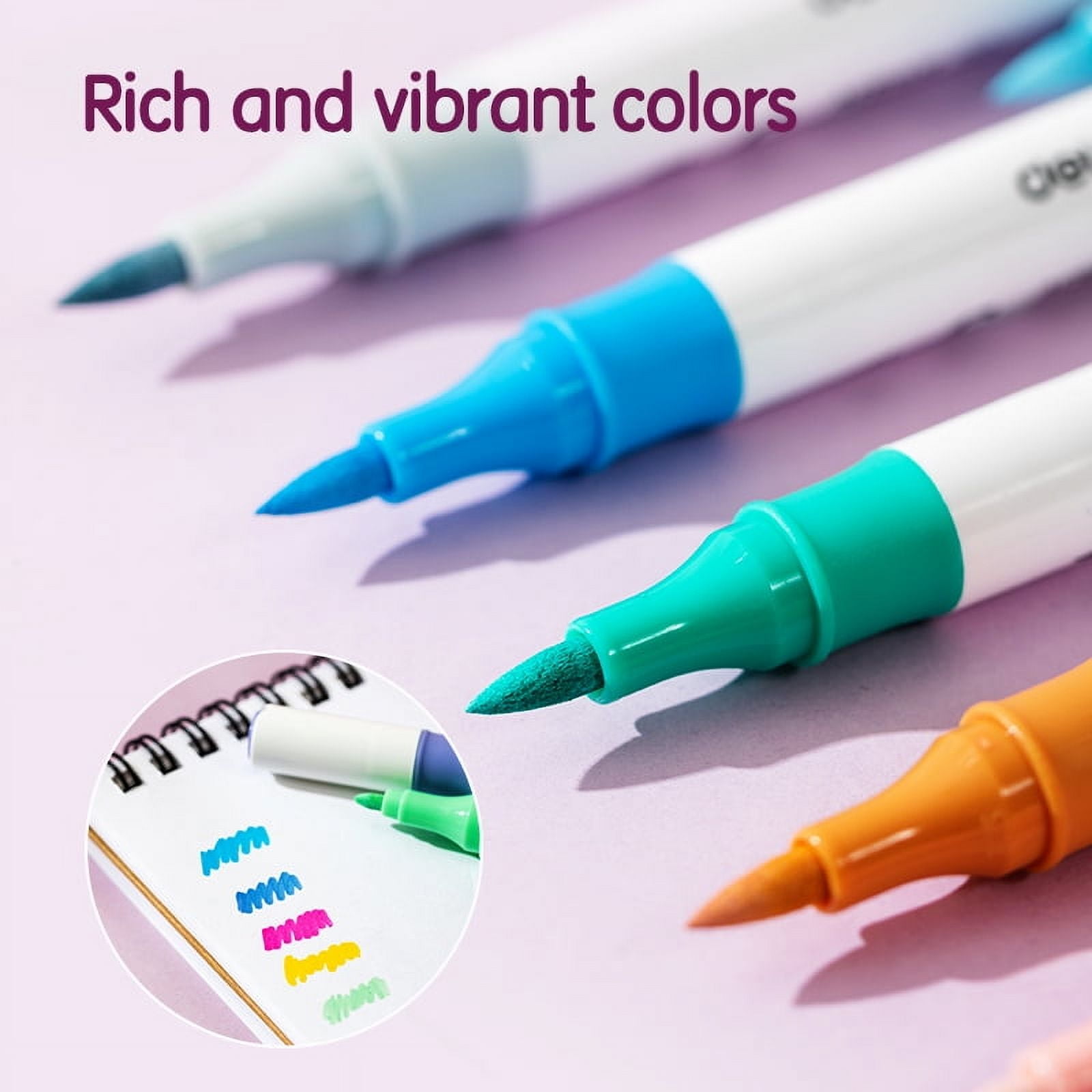 Deli Paint Markers Dual Tip Quick Drying Acrylic Marker Pens Paint Pens for Wood, Rock, Canvas, 48 Colors
