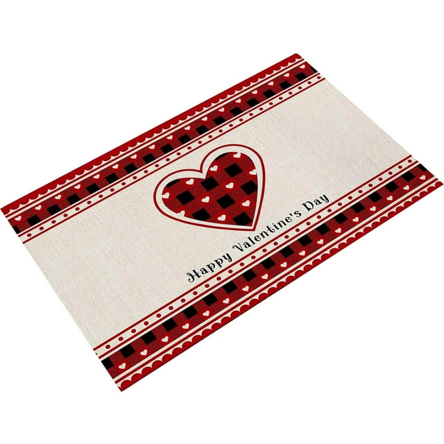 HCBY Romantic Valentines Day Welcome Mat, Cute Heart Pattern Non-Slip Door Mat for Porch & Kitchen, Washable Floor Decor, Festive Holiday Home Decoration Gift, 23.6"x15.7" Cozy Entryway Mat