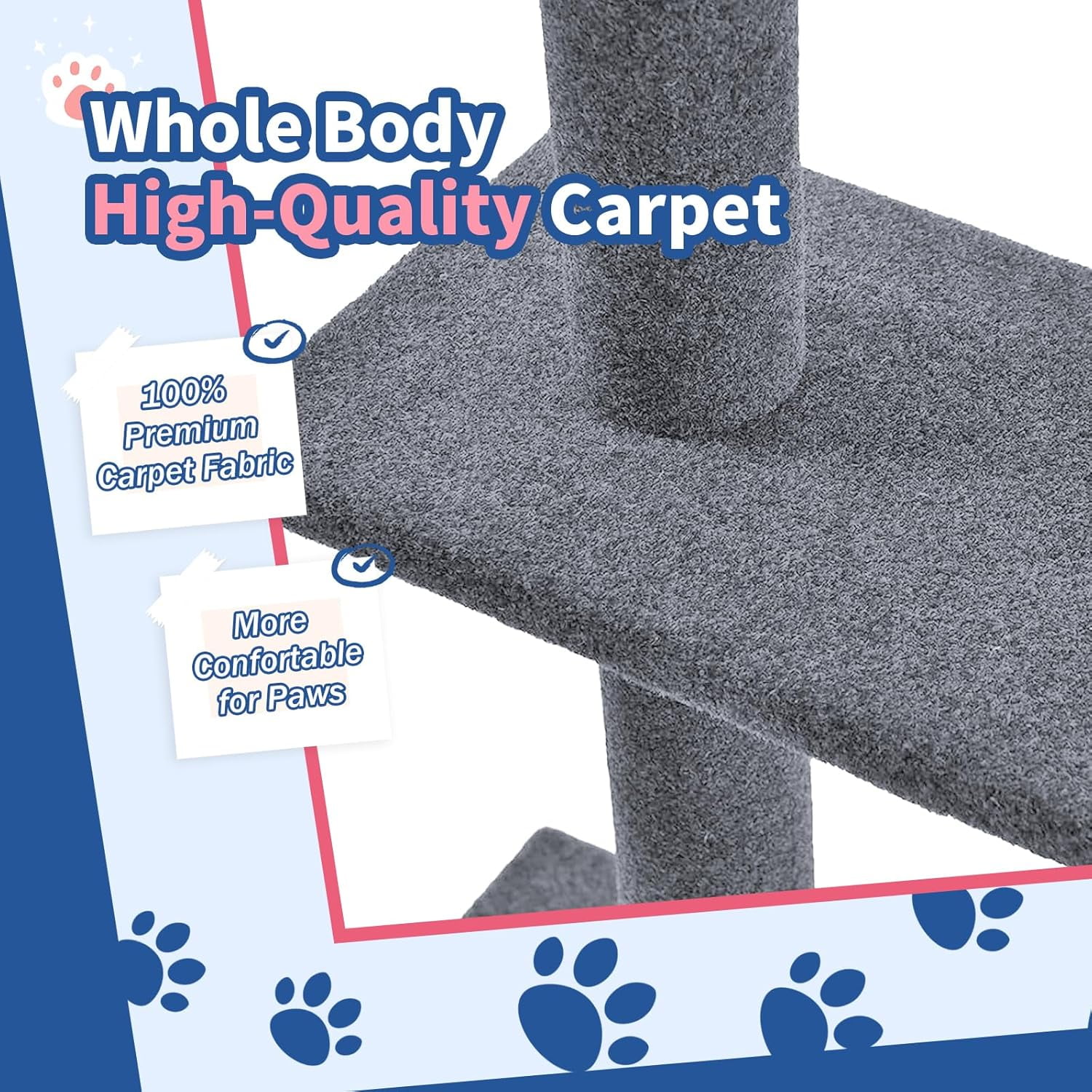 Cat Craft Floor to Ceiling 4-Level Cat Tree Tower, Adjustable to Fit 7.5-9 Foot Tall Ceiling, Gray