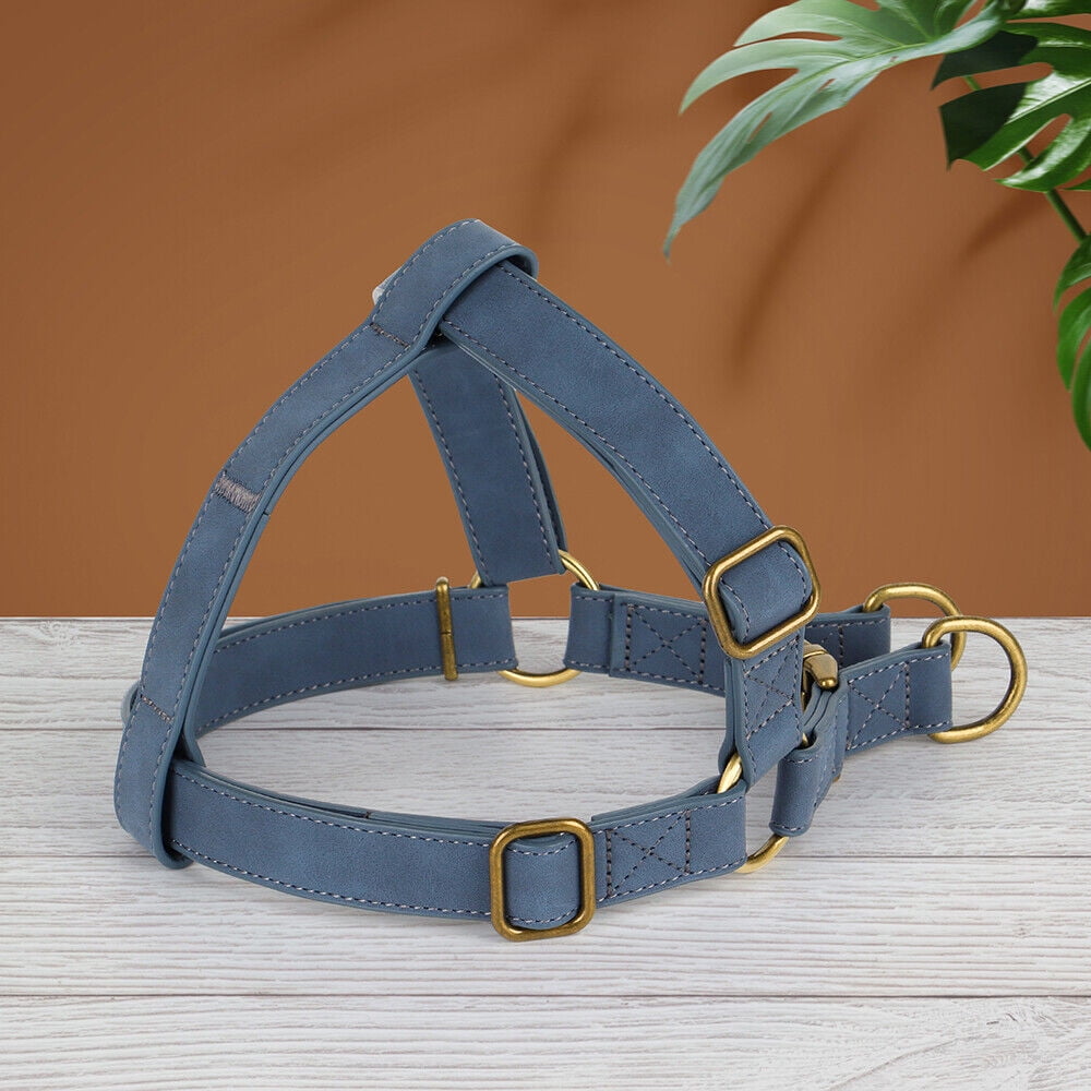 Pet Artist PU Leather Step In Dog Harness Pet Chest Strap Vest Adjustable French Bulldog