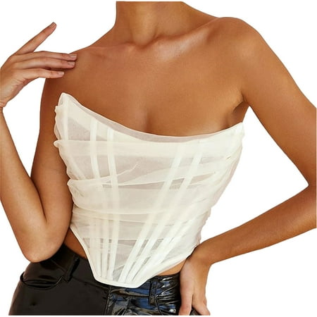 Pink Bustiers and Corsets for Women Sexy Corset Tops for Women Plus Size Tops for Women Women Casual Sexy Eyelet Lace-up Solid Fishbone Court Vintage Corset Straps Tank Top