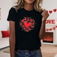 thumbnail image 2 of Womens Valentine'S Day T Shirts Fashion Short Sleeve Print Round Neck Daily Wear Womens Athletic Tops,Black,L, 2 of 4