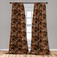 thumbnail image 2 of Geometric Window Curtains, Grafitti Art Inspired Antique Folk Symbols Pattern on Earthy Backdrop, Lightweight Decor 2-Panel Set with Rod Pocket, Pair of - 28"x84", Brown and Burnt Orange, by Ambesonne, 2 of 3