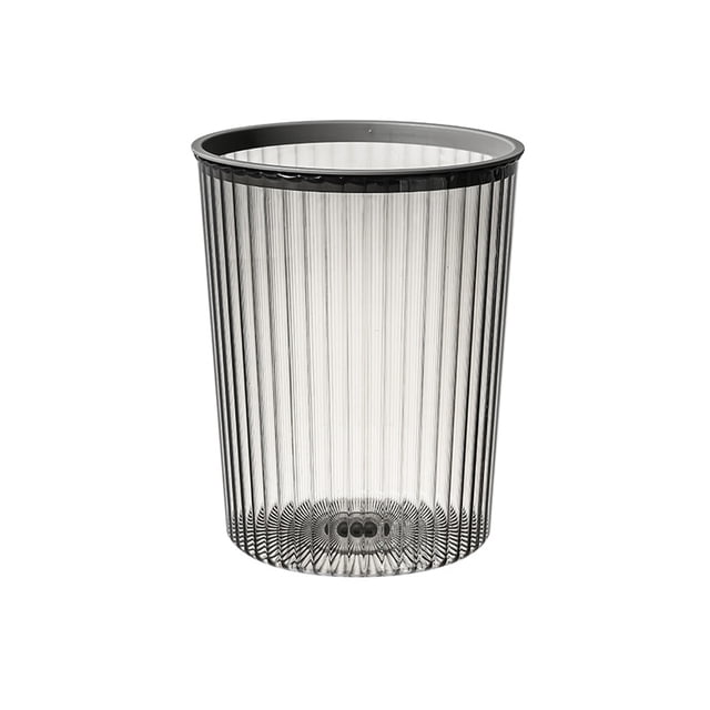 Inteprter Cubo de basura con forma de raya, cubo de basura, cubos de basura, anillo de presión, gran capacidad para el hogar, oficina, baño, Suministros de limpieza para el hogar Gris L