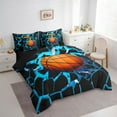 thumbnail image 3 of jejeloiu Basketball Sports Bedding Comforter Set 7-Piece,Abstract Geometric Honeycomb King Bedding Sets,Black Blue Orange Bed Sheets For Boys Kids,Luxury Bedroom Decor Reversible, 3 of 8