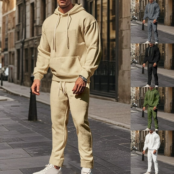 MLQIDK Mens Workout Gym Big and Tall Jogging Sweat Suits Tracksuits Sport Fleece Hoodie and Sweatpants Athletic Jogging Suit Lounge Outfit 2 Piece Set Winter Suit Sets Wine 2XL