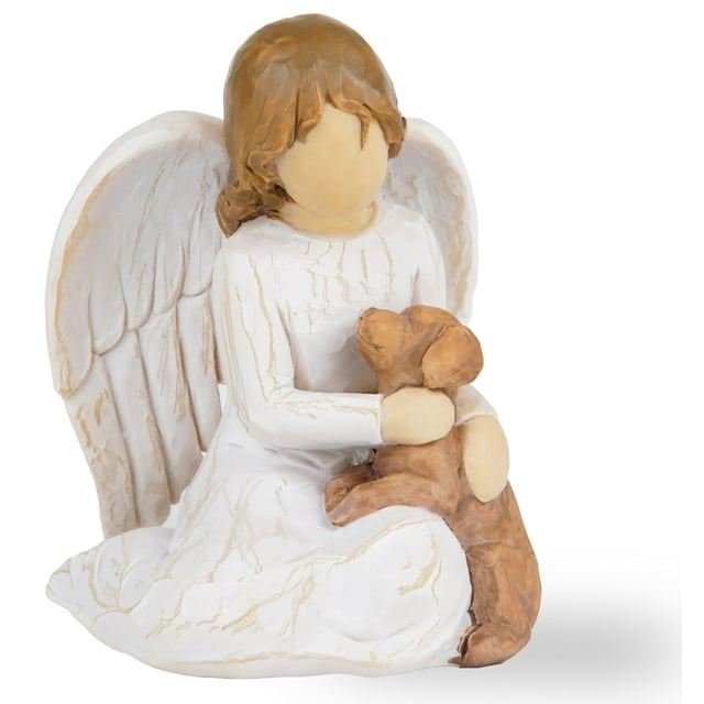 Figura conmemorativa del ángel guardián de Dekismeos con perro, 9 cm