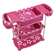 Peppa Pig Doll Twin Plastic Care Station, Pink/ White Dots, Fits Dolls 14-18", Sleep Eat & Play Doll Set, Storage Space, Kids Ages 3+
