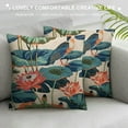 thumbnail image 3 of BCIIG Chinoiserie Nympheus Lily Lotus Pillow Covers Asian Style Throw Pillow Cover Aqua Teal Farmhouse Pillow Case Cushion Cover Home Decor for Couch Bedroom Living Room, 3 of 5