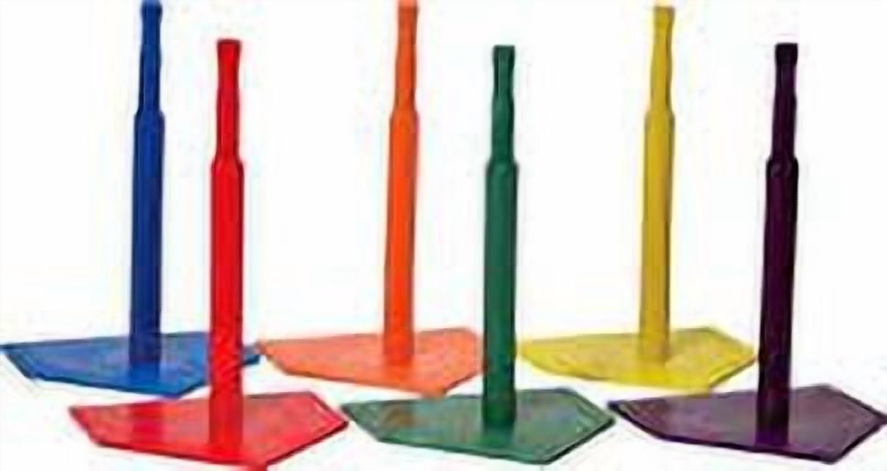 Champion Sports Deluxe Batting Tee Set - Mounted Adjustable Telescopic Batting Tee - Set of 6 Colors