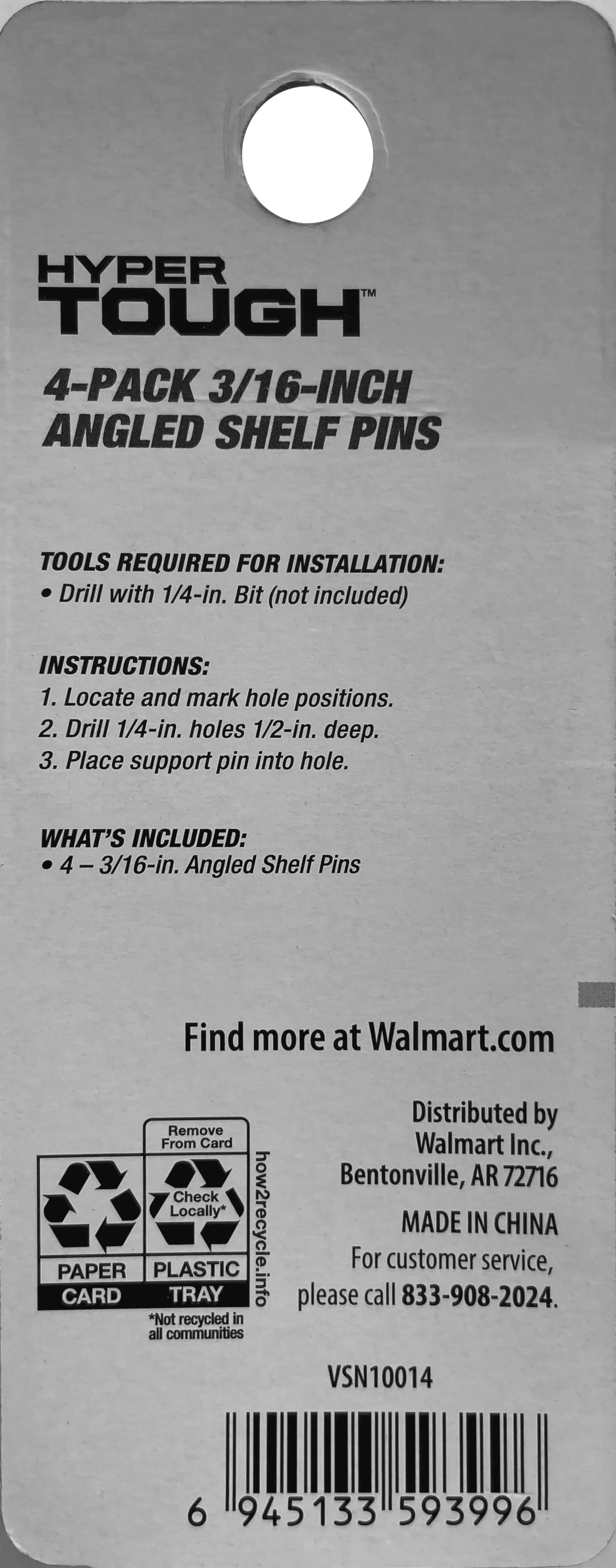 Hyper Tough 3/16 in. New Angled Shelf Pin, Nickel Plated, 4 Pack