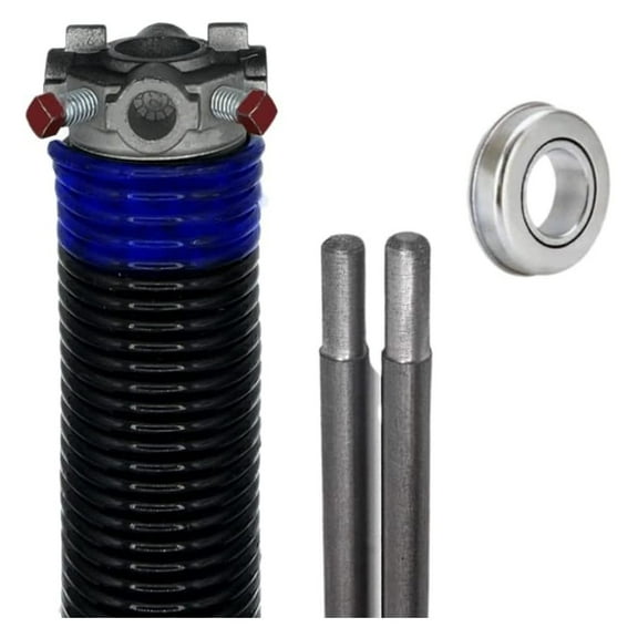 Garage Door Torsion Spring (262 x 2 x 35) | 1'' Steel Bearing   Pair of Winding Bars | Left Hand Wound Replacement (Right Side) (Cone Color: Black)