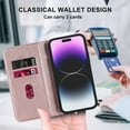 thumbnail image 5 of ELEHOLD Luxury Wallet Case for iPhone 14 with RFID Blocking Card Slots Kickstand Feature Magnetic Closure Compatible with MagSafe Charging All-Round Protection Shockproof Wallet Case,rosegold, 5 of 8