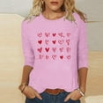 thumbnail image 1 of Ailaofu T-Shirts de la Saint-Valentin à Manches 3/4 Col Rond pour Femmes avec Imprimé Cœur Graphique, 1 of 5