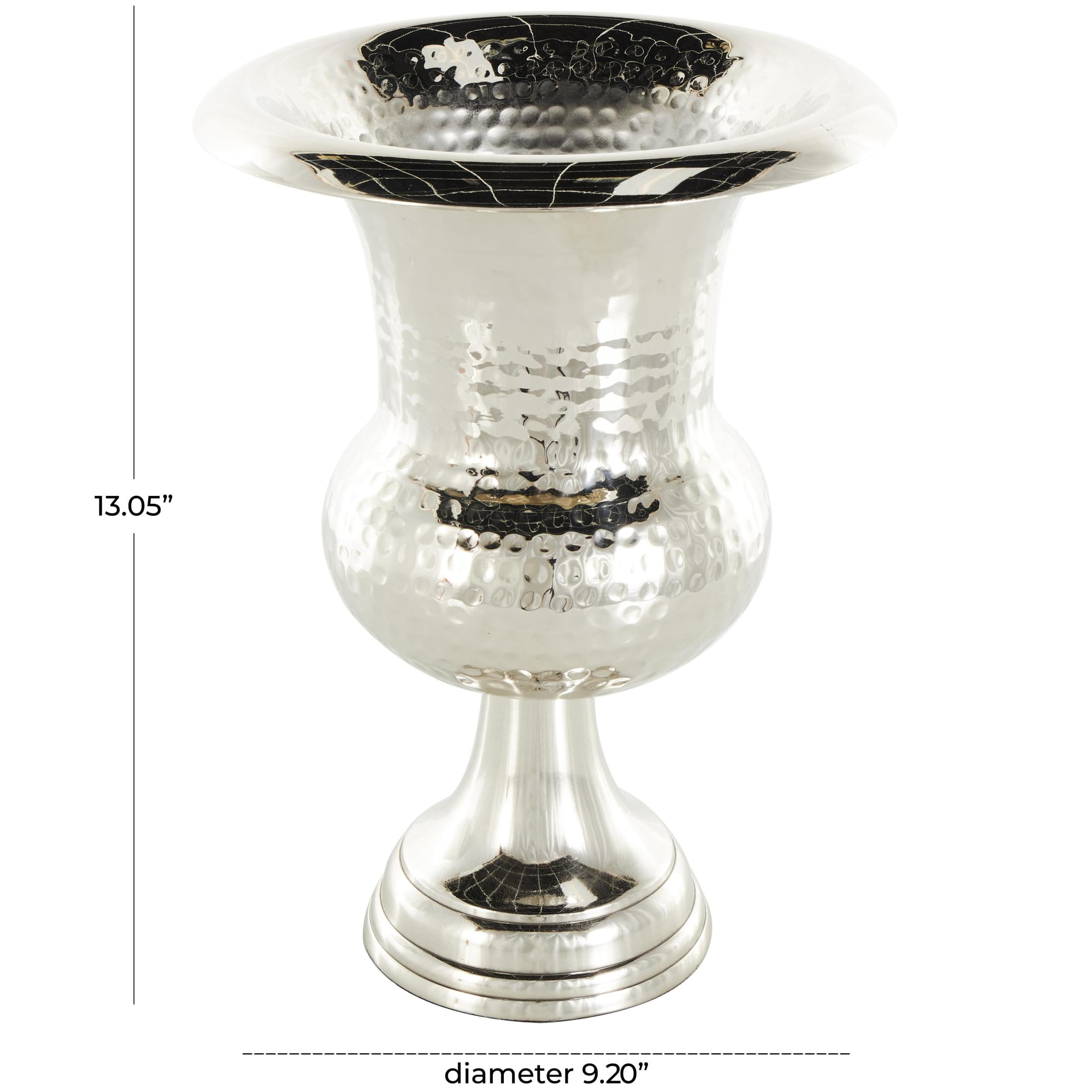 DecMode 13" Goblet Inspired Hammered Silver Aluminum Metal Vase