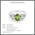 thumbnail image 4 of Gem Stone King 10K White Gold Green Peridot White Topaz and Diamond Accent Three-Stone Engagement Ring for Women | 2.38 Cttw | Oval 8X6MM and 6X4MM | Available in Size 5, 6, 7, 8, 9, 4 of 4