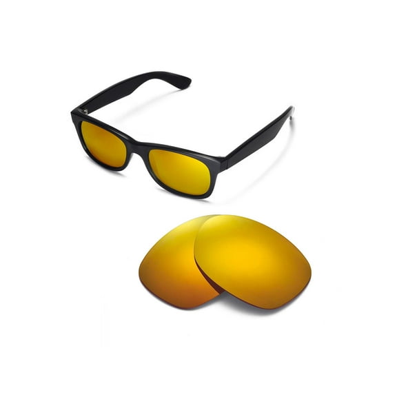 Walleva 24K Gold Polarized Replacement Lenses for Ray-Ban RB2132 52mm Sunglasses